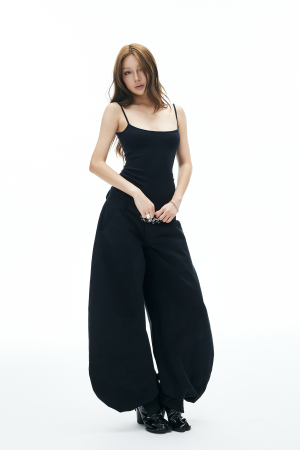 IAMXIAA Wide Balloon Pants with Button Detail High Waist Streetwear Style