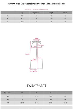 IAMXIAA Wide Leg Sweatpants with Button Detail and Relaxed Fit