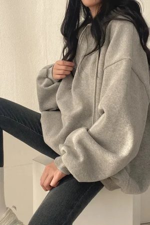 Indie Oversized Zip Up Hoodie