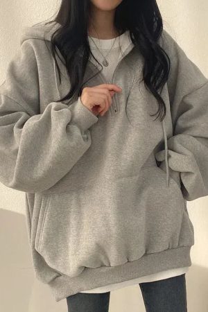 Indie Oversized Zip Up Hoodie