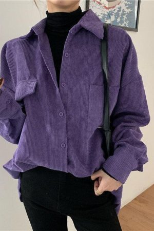 Indie Purple Corduroy Casual Shirt