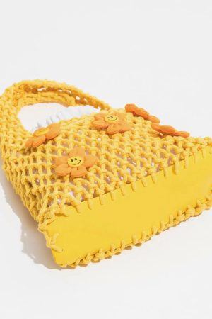 Indie Smiley Flowers Crochet Bag