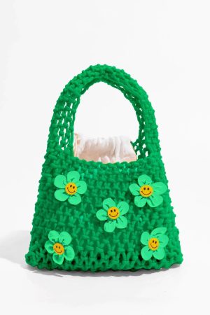 Indie Smiley Flowers Crochet Bag