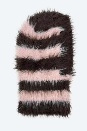 Indie Striped Fluffy Balaclava