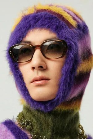 Indie Striped Fluffy Balaclava