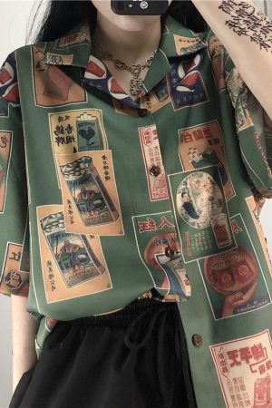 Japanese Figure Print Shirt