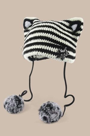 Kawaii Cat Ear Pom-Pom Beanie