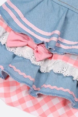 Kawaii Layered Denim Mini Skirt