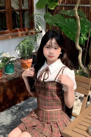 Kawaii Plaid Two Piece Set