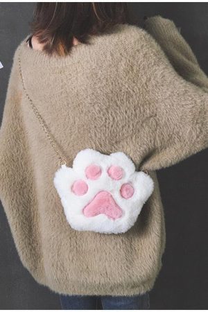 Kawaii Plush Paw Crossbody Bag