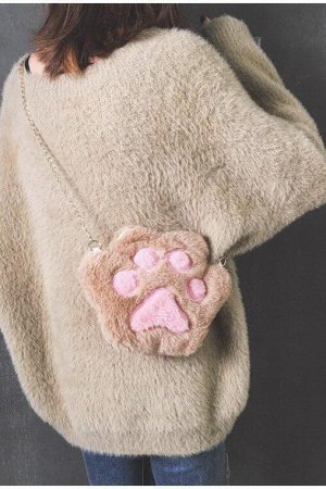 Kawaii Plush Paw Crossbody Bag