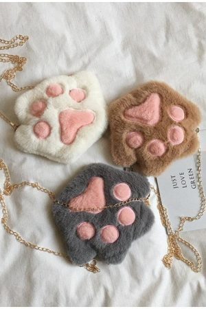 Kawaii Plush Paw Crossbody Bag