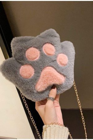 Kawaii Plush Paw Crossbody Bag