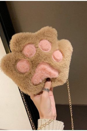 Kawaii Plush Paw Crossbody Bag
