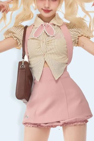 Kawaii Shirt & Skort Two Piece Set