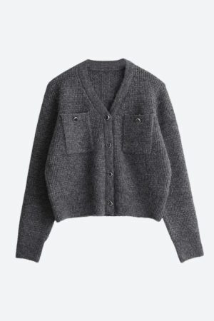 Knitted Button-Up Cardigan & Mini Skirt Two Piece Set