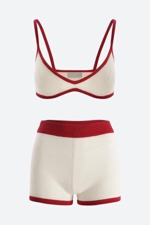 Knitted Crop Top & Shorts Two Piece Set