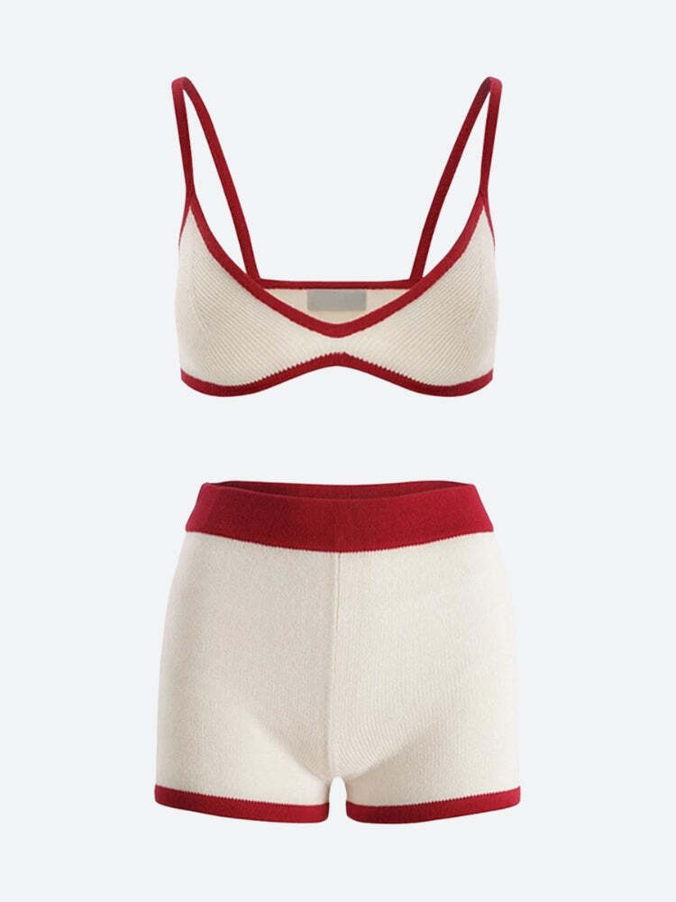Knitted Crop Top & Shorts Two Piece Set Knitted Crop Top & Shorts Two Piece Set