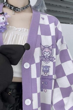 Kuromi Buttoned Purple Cardigan