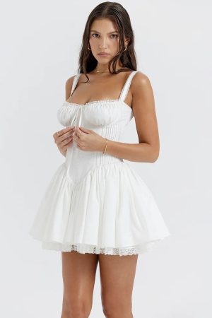 Lace Ruffled Corset Mini Dress