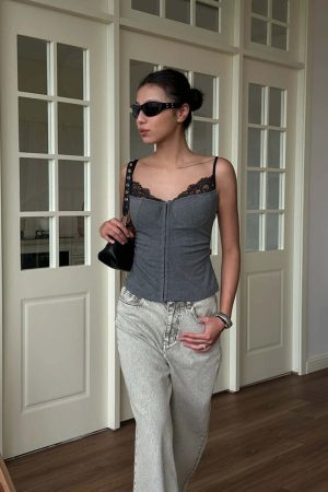 Lace Trim Bustier Top