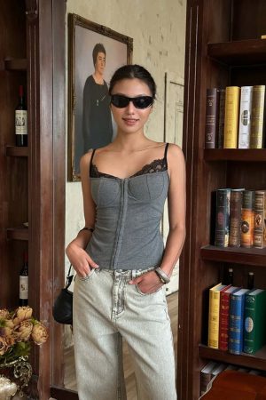 Lace Trim Bustier Top