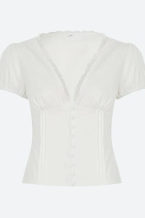 Lace Trim Button Up Shirt