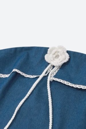 Lace Trim Denim Tube Top