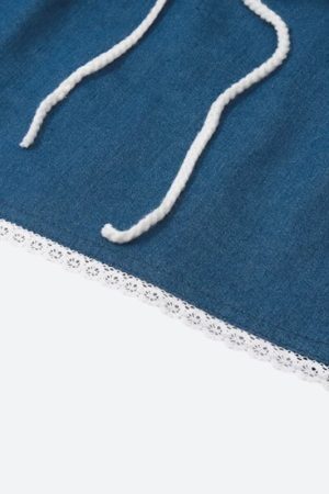 Lace Trim Denim Tube Top