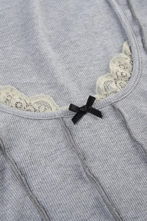 Lace Trim Ribbed Crop Top