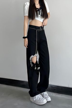 Lace Up Knee Washed Jeans