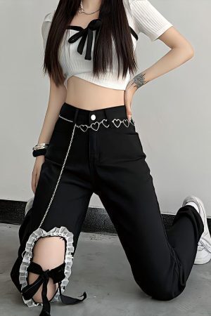 Lace Up Knee Washed Jeans