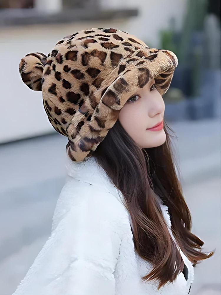 Leopard Ear Plush Hat Leopard Ear Plush Hat