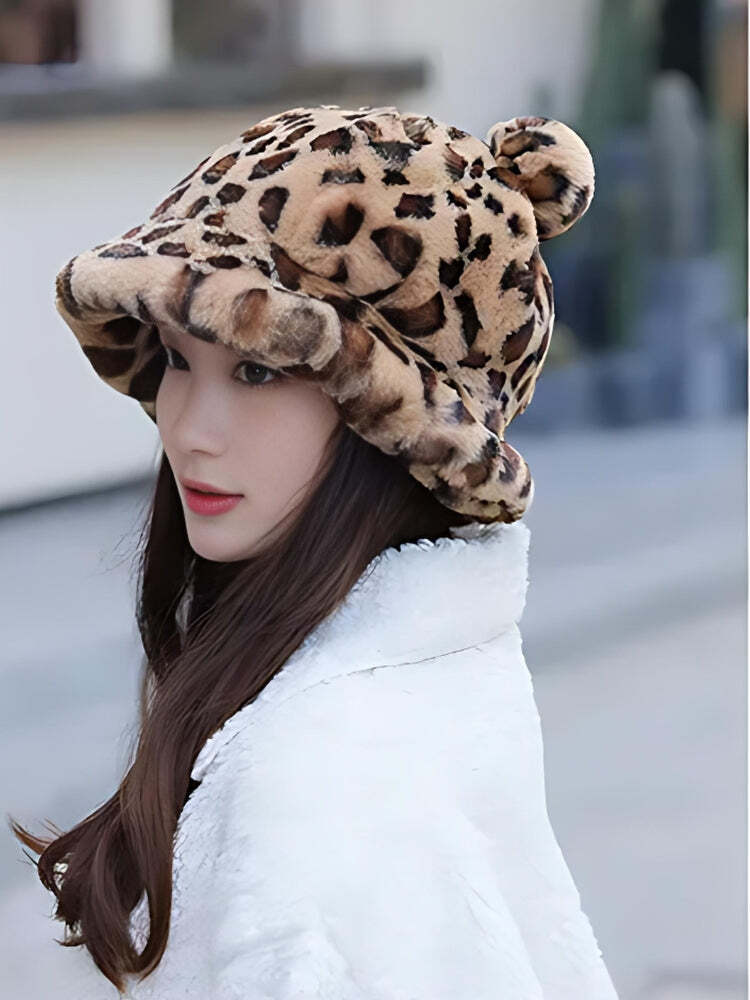 Leopard Ear Plush Hat Leopard Ear Plush Hat