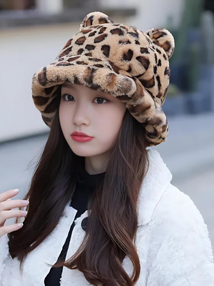 Leopard Ear Plush Hat Leopard Ear Plush Hat