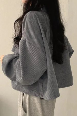 Light Academia Cropped Corduroy Jacket