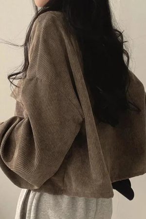 Light Academia Cropped Corduroy Jacket