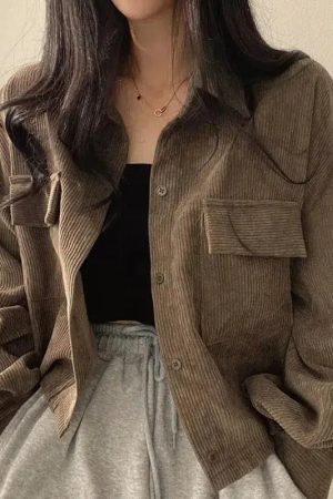 Light Academia Cropped Corduroy Jacket