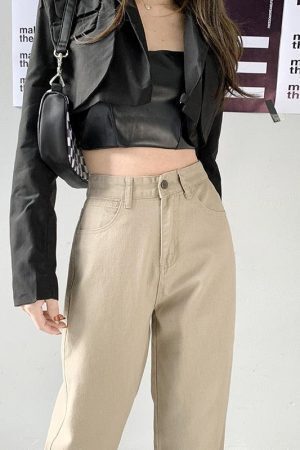 Light Academia High Waist Denim Pants