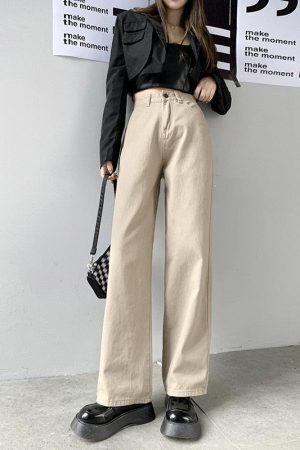 Light Academia High Waist Denim Pants