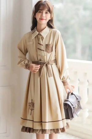 Light Academia Uniform Midi Dress