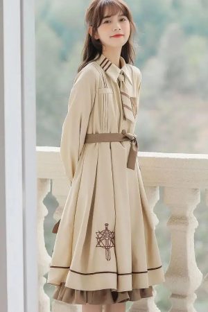 Light Academia Uniform Midi Dress