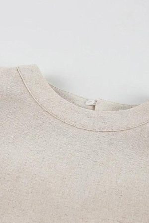 Linen Lace Up Crop Top & Pants Two Piece Set