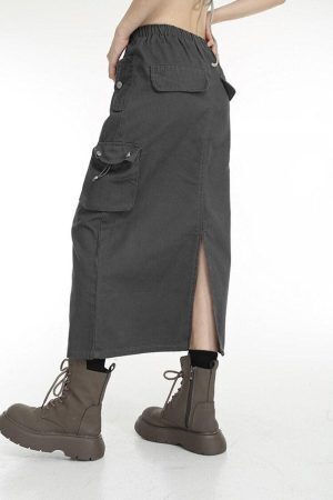 Low Rise Parachute Maxi Skirt