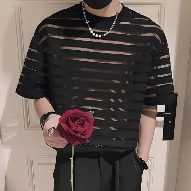 Mesh Striped Sheer Top Mesh Striped Sheer Top