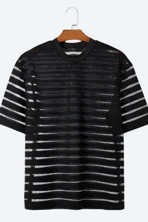 Mesh Striped Sheer Top