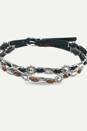 Metal Faux Leather Tiny Belt