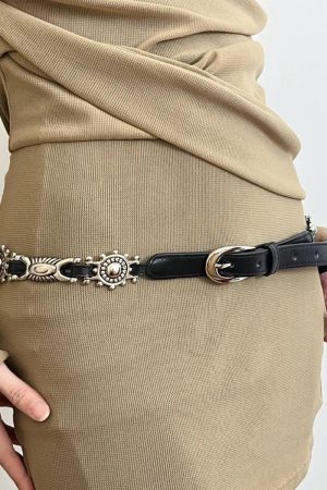 Metal Faux Leather Tiny Belt