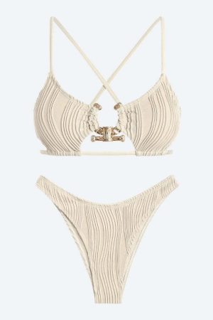 Metal Hardware Criss Cross Bikini Set