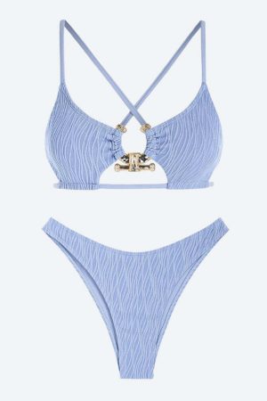 Metal Hardware Criss Cross Bikini Set